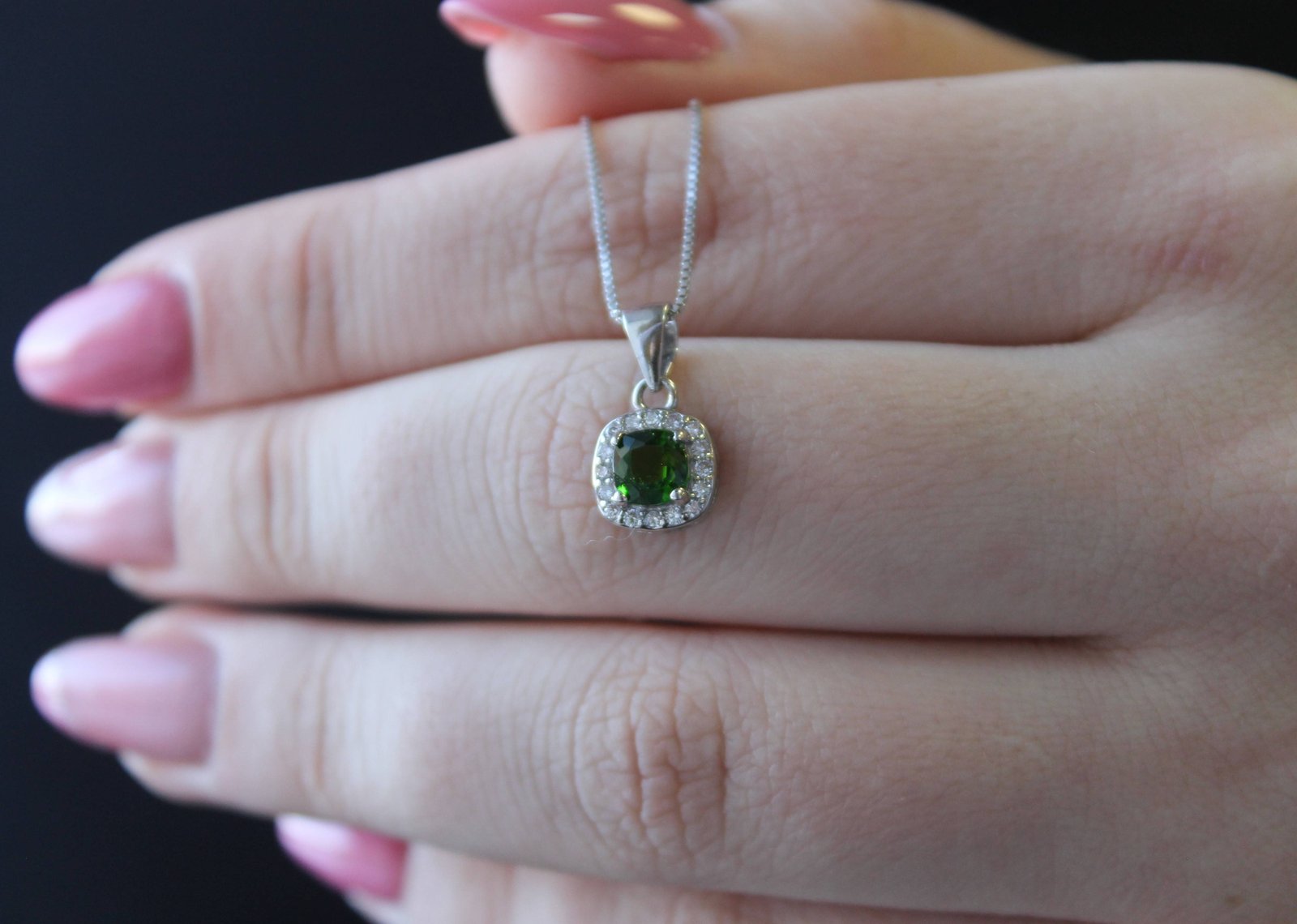 Natural Chrome Diopside and Zirconia Necklace - Image 2