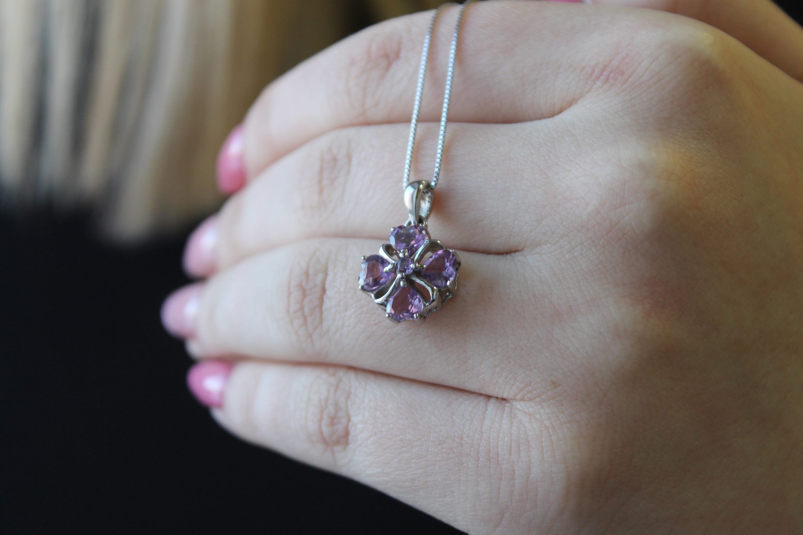 Natural Amethyst Silver Necklace - Image 3