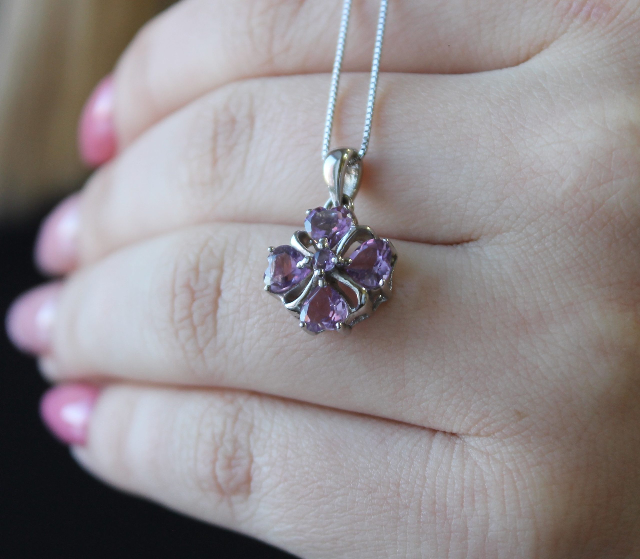 Natural Amethyst Silver Necklace - Image 2