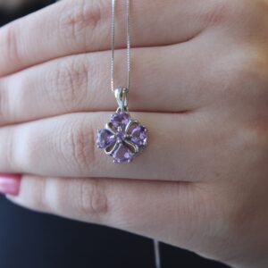 Natural Amethyst Silver Necklace