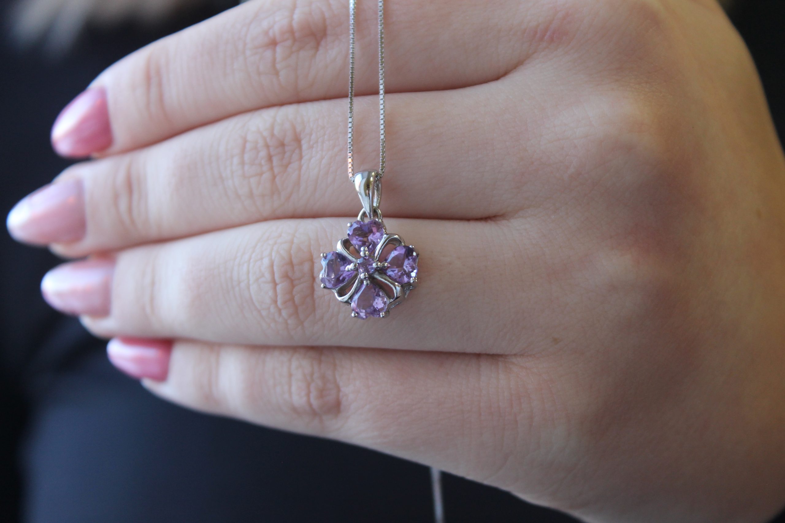 Natural Amethyst Silver Necklace