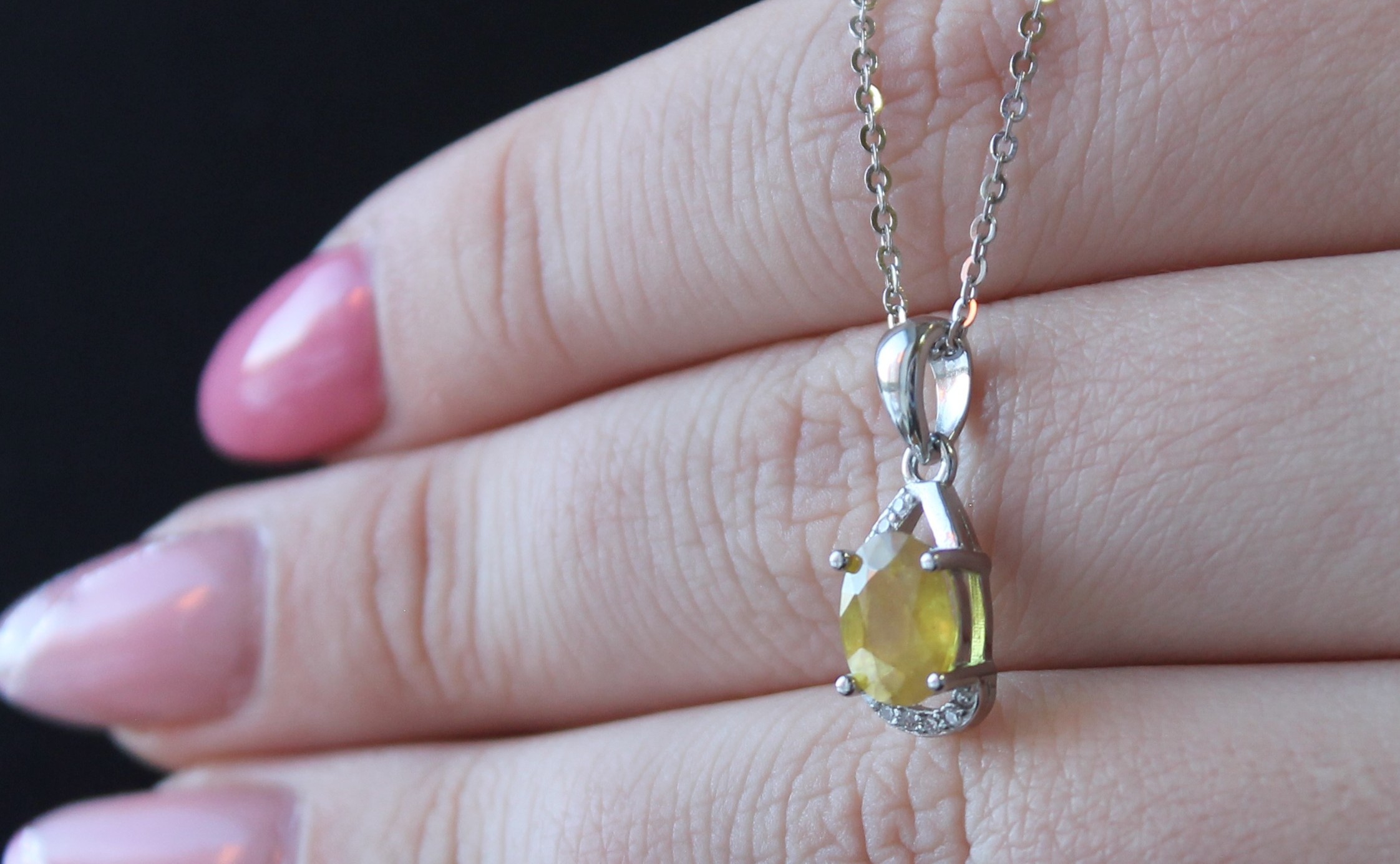 Yellow Sapphire and Cubic Zirconia Necklace